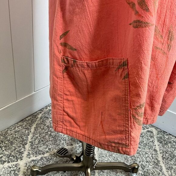 Color Me Cotton CMC Womens Size Small Mini Dress Orange Floral Short Sleeves - Picture 3 of 12